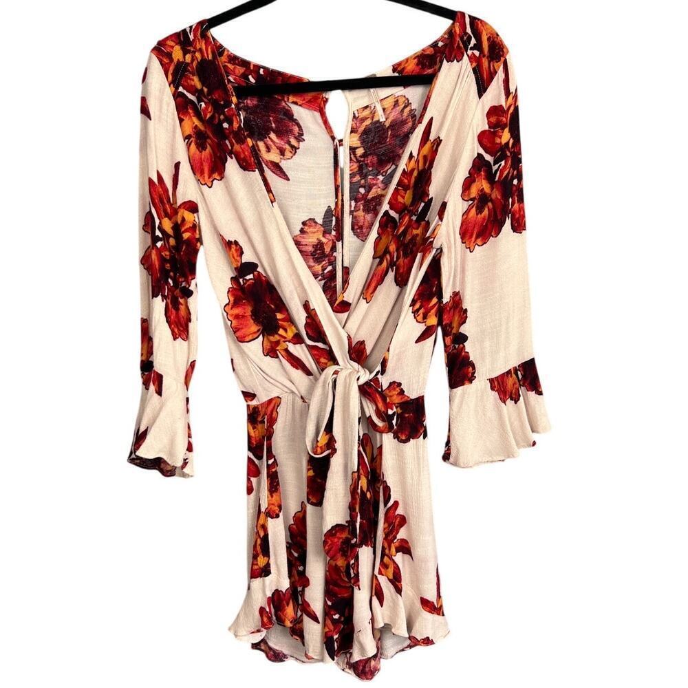 Free People Floral Faux Wrap Romper Size S